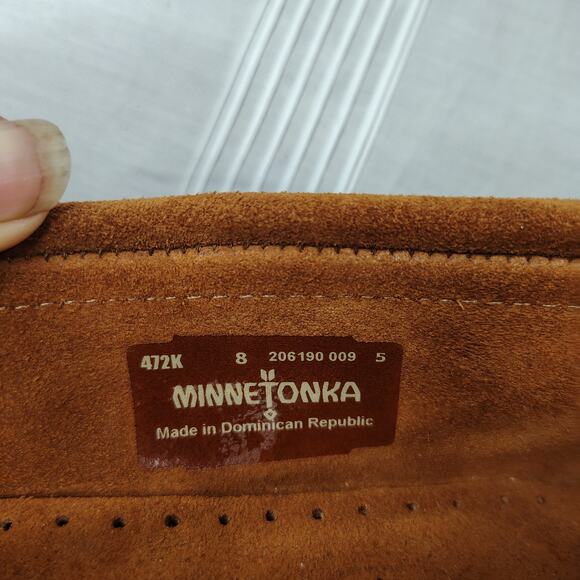 Minnetonka Arizona Kilty Moccasin Shoes Womens 8 Brown‎ Leather Embroidered - Picture 8 of 9